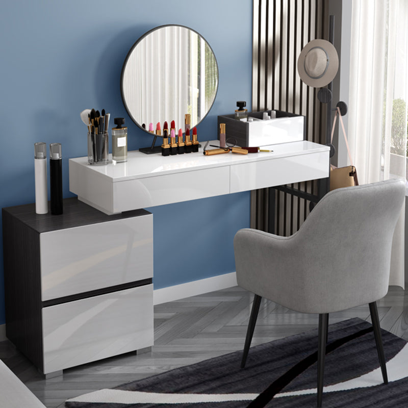 Modern 28.94" H Vanity Dressing Table Set 4 Drawers White Dresser with Stool Clearhalo 'Bedroom Furniture' 'furn' 'furn_makeup_vanities' 'Furniture' 'Makeup Vanities' 'makeup_vanities' 5974197