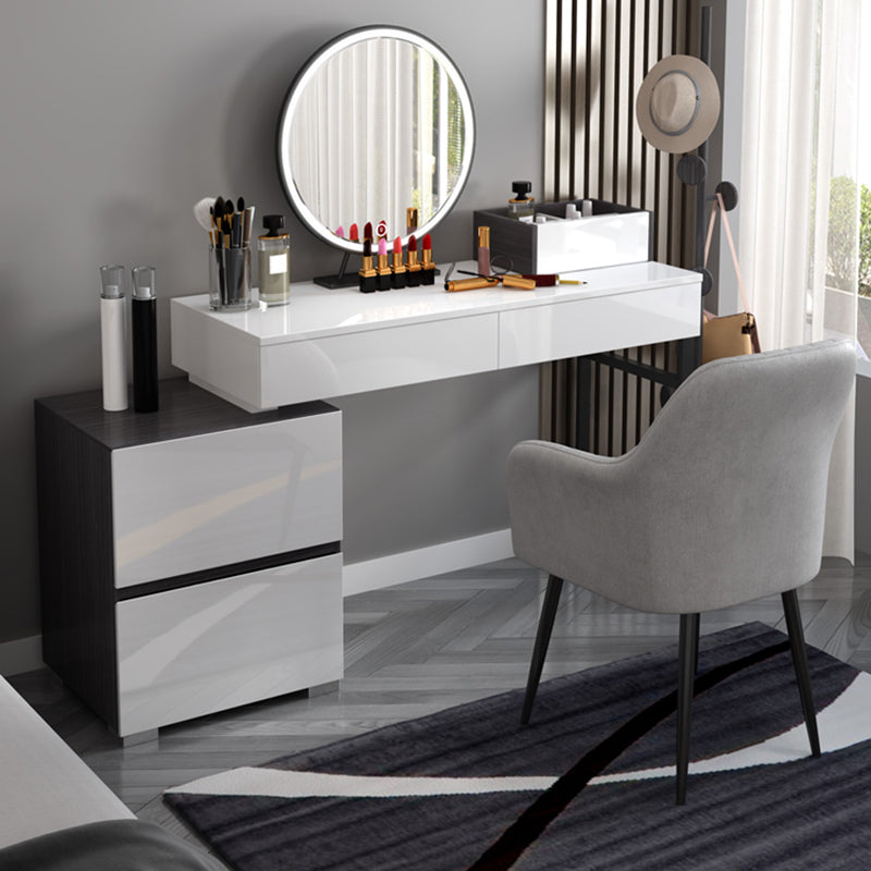 Modern 28.94" H Vanity Dressing Table Set 4 Drawers White Dresser with Stool Clearhalo 'Bedroom Furniture' 'furn' 'furn_makeup_vanities' 'Furniture' 'Makeup Vanities' 'makeup_vanities' 5974198