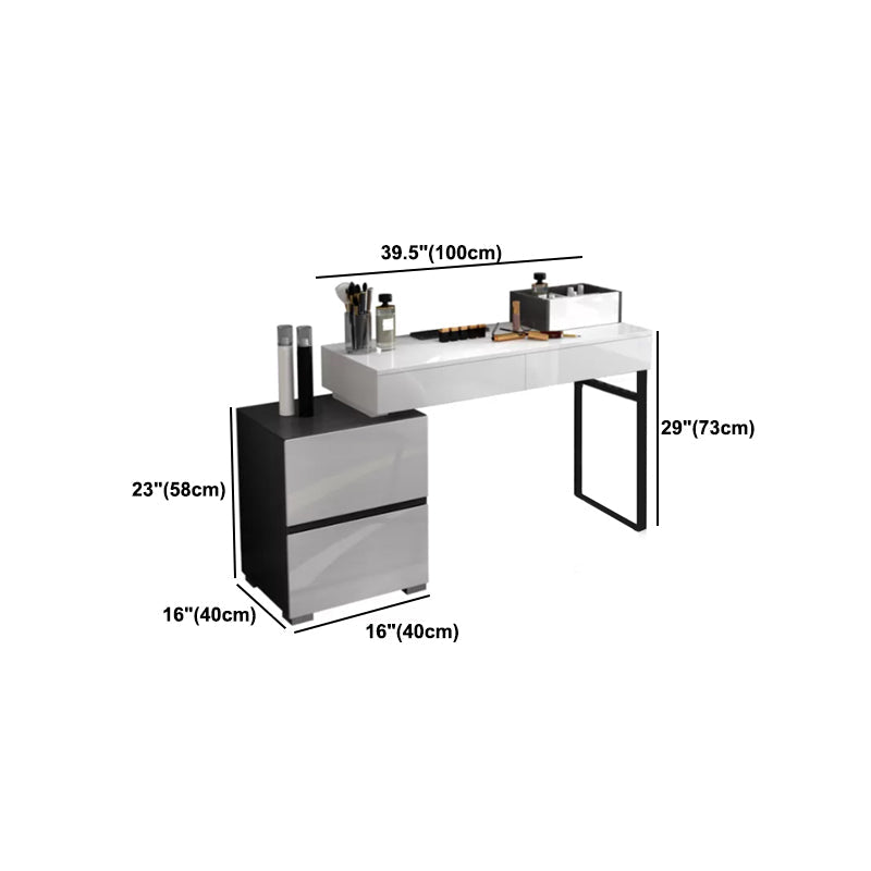 Modern 28.94" H Vanity Dressing Table Set 4 Drawers White Dresser with Stool Clearhalo 'Bedroom Furniture' 'furn' 'furn_makeup_vanities' 'Furniture' 'Makeup Vanities' 'makeup_vanities' 5974200