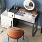 Modernism Glass Top Vanity Dressing Table 3 Drawers Vanity Desk with Stool