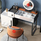 Modernism Glass Top Vanity Dressing Table 3 Drawers Vanity Desk with Stool