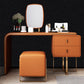 Luxurious Leather Vanity Makeup Table Set 2 Drawers Vanity Table with Mirror & Stool