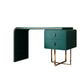 Luxurious Leather Vanity Makeup Table Set 2 Drawers Vanity Table with Mirror & Stool