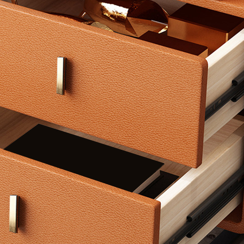 Luxurious Leather Vanity Makeup Table Set 2 Drawers Vanity Table with Mirror & Stool