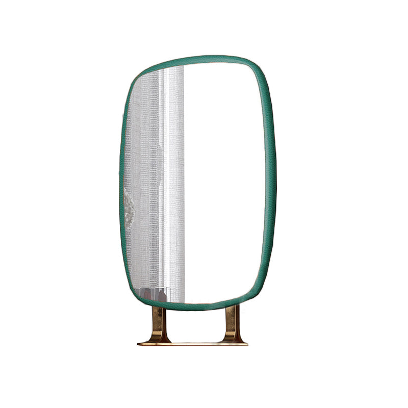 Luxurious Leather Vanity Makeup Table Set 2 Drawers Vanity Table with Mirror & Stool