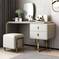 Luxurious Leather Vanity Makeup Table Set 2 Drawers Vanity Table with Mirror & Stool