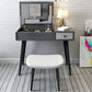 Contemporary Flip-Top Vanity Dressing Table Set in Gray with Drawers