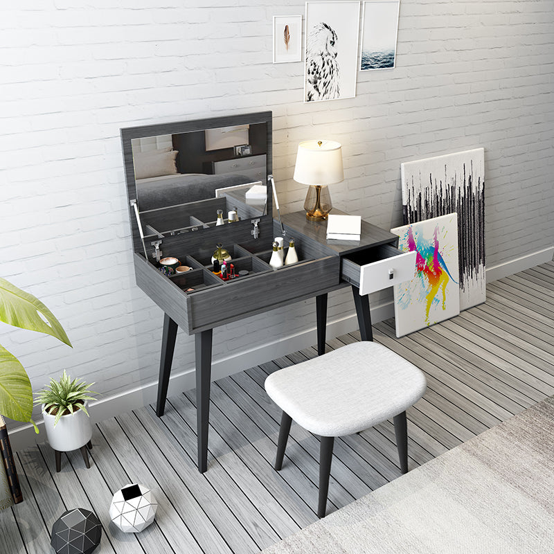 Hedendaagse flip-top ijdelheidskaptafel in grijs met laden