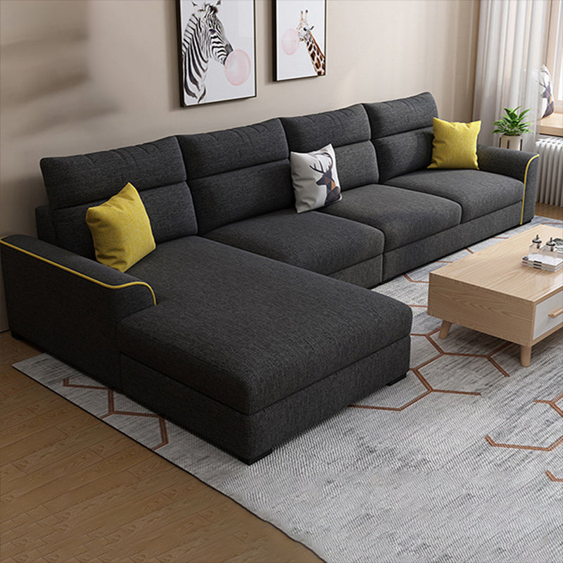 Contemporary Stationary Recessed Arm Living Room Cushions Sofa Chaise