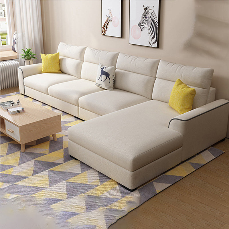 Contemporary Stationary Recessed Arm Living Room Cushions Sofa Chaise