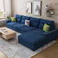 Contemporary Stationary Recessed Arm Living Room Cushions Sofa Chaise