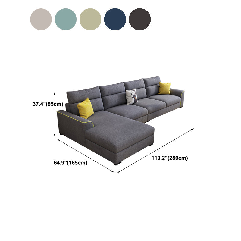 Contemporary Stationary Recessed Arm Living Room Cushions Sofa Chaise