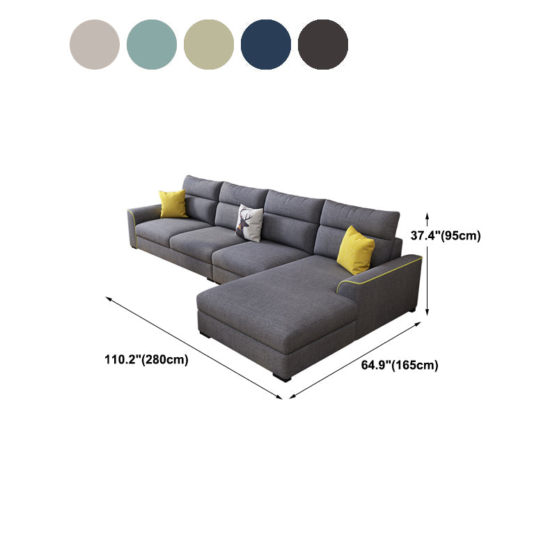 Contemporary Stationary Recessed Arm Living Room Cushions Sofa Chaise