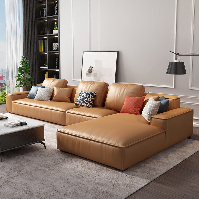 Noordse stationaire faux leer verzonken arm woonkamer sofa chaise