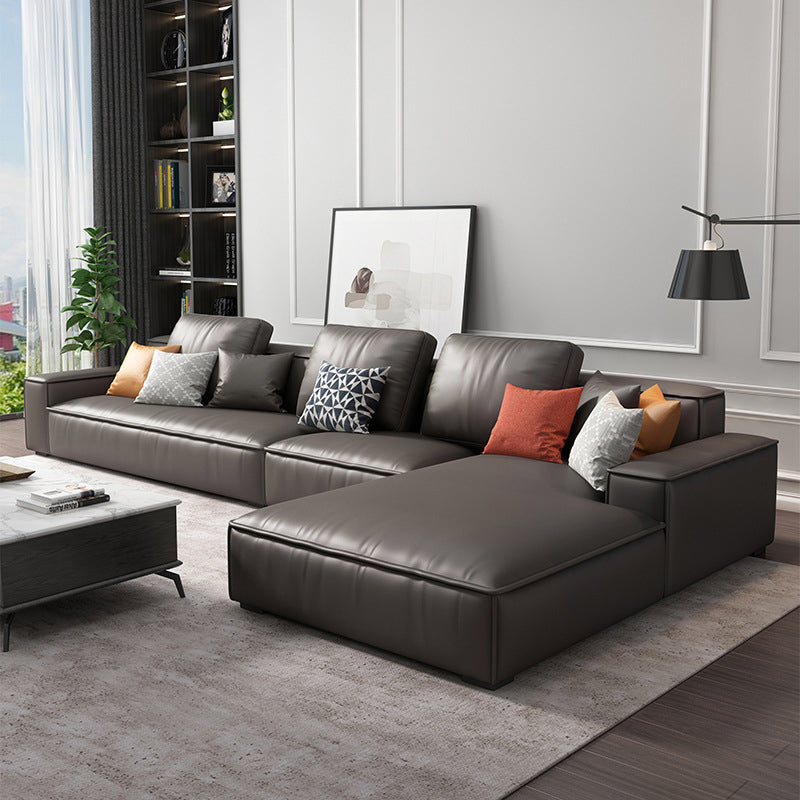 Noordse stationaire faux leer verzonken arm woonkamer sofa chaise