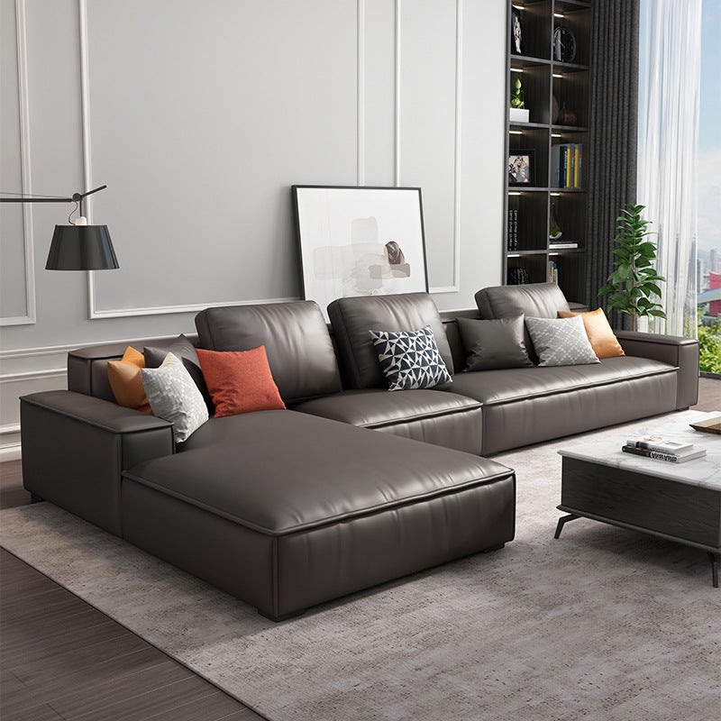 Noordse stationaire faux leer verzonken arm woonkamer sofa chaise