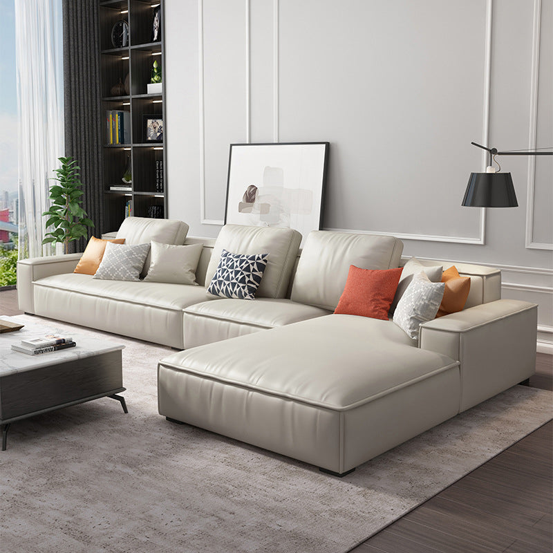 Noordse stationaire faux leer verzonken arm woonkamer sofa chaise