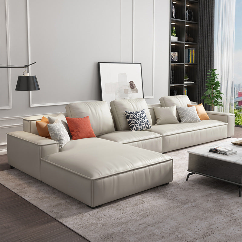 Noordse stationaire faux leer verzonken arm woonkamer sofa chaise