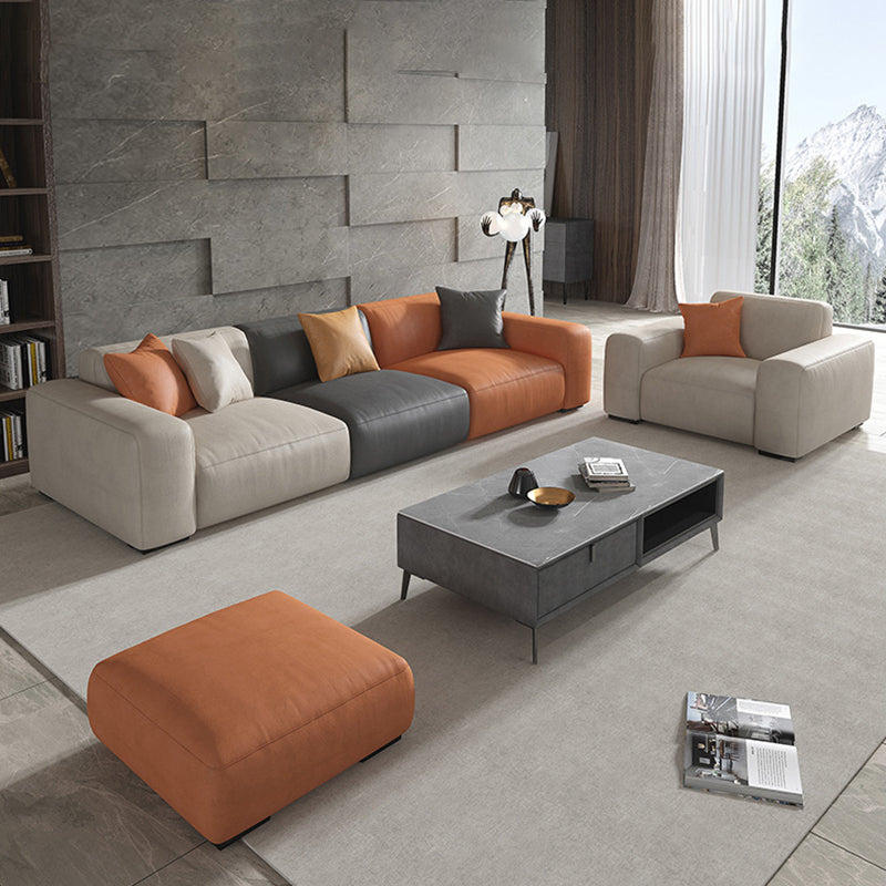 Noordse stationaire faux leer verzonken arm woonkamer sofa chaise