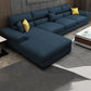 Nordic Stationary Living Room Recessed Arm Cushions Sofa Chaise Dark Blue Left Sponge Clearhalo 'furn' 'furn_sectionals' 'Furniture' 'Living Room Furniture' 'Sectionals' 5974447