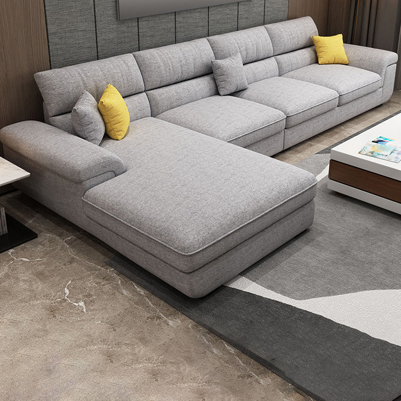 Nordic Stationary Living Room Recessed Arm Cushions Sofa Chaise Grey Left Sponge Clearhalo 'furn' 'furn_sectionals' 'Furniture' 'Living Room Furniture' 'Sectionals' 5974453