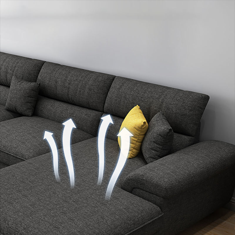 Nordic Stationary Living Room Recessed Arm Cushions Sofa Chaise Clearhalo 'furn' 'furn_sectionals' 'Furniture' 'Living Room Furniture' 'Sectionals' 5974456