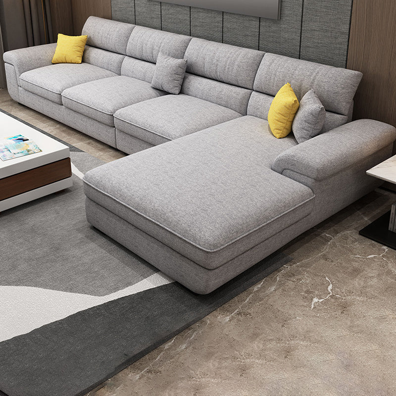 Nordic Stationary Living Room Recessed Arm Cushions Sofa Chaise Grey Right Sponge Clearhalo 'furn' 'furn_sectionals' 'Furniture' 'Living Room Furniture' 'Sectionals' 5974457