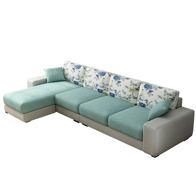 Nordic Assembled Linen Living Room Square Arm Pillows Sofa Chaise Clearhalo 'furn' 'furn_sectionals' 'Furniture' 'Living Room Furniture' 'Sectionals' 5974466