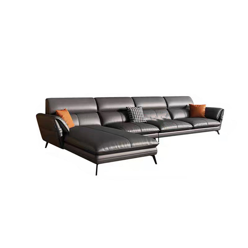 Contemporary Genuine Leather Living Room Pillow Top Arm Seating Clearhalo 'furn' 'furn_sectionals' 'Furniture' 'Living Room Furniture' 'Sectionals' 5974499