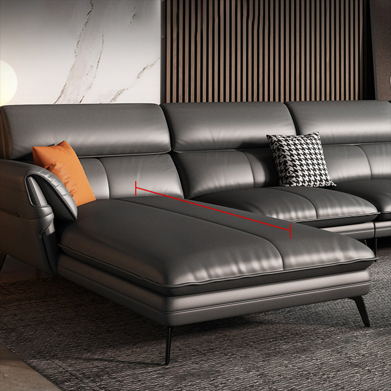 Contemporary Genuine Leather Living Room Pillow Top Arm Seating Clearhalo 'furn' 'furn_sectionals' 'Furniture' 'Living Room Furniture' 'Sectionals' 5974500