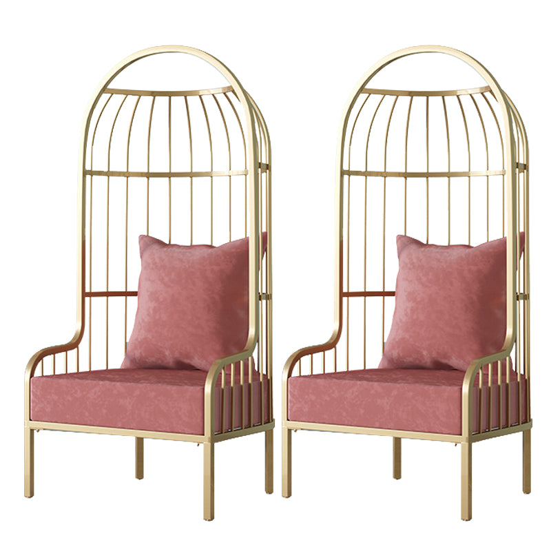 Glam Fabric Arms Included with Pillow Basic Four Leg Accent Armchair Red 2 Piece Set Clearhalo 'Accent Chairs' 'accent_chairs' 'Chairs & Seating' 'furn' 'furn_accent_chairs' 'Furniture' 'Living Room Furniture' 5974515