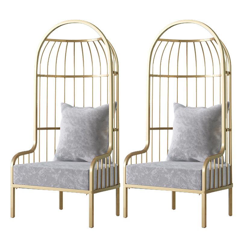 Glam Fabric Arms Included with Pillow Basic Four Leg Accent Armchair Gray 2 Piece Set Clearhalo 'Accent Chairs' 'accent_chairs' 'Chairs & Seating' 'furn' 'furn_accent_chairs' 'Furniture' 'Living Room Furniture' 5974517