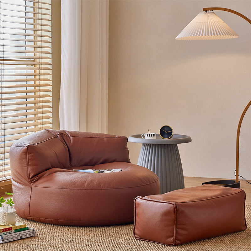 Contemporary Bonded Leather Armless Reclining Tight Back Lounge Chair Brown 1 Piece Clearhalo 'Accent Chairs' 'accent_chairs' 'Chairs & Seating' 'furn' 'furn_accent_chairs' 'Furniture' 'Living Room Furniture' 5974542