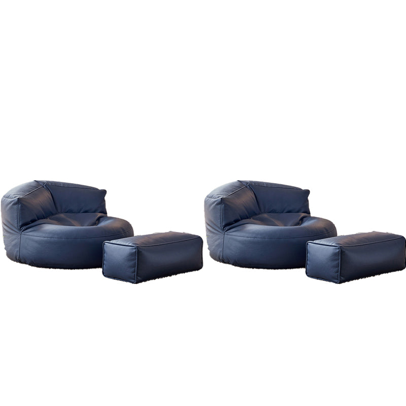 Contemporary Bonded Leather Armless Reclining Tight Back Lounge Chair Blue 2 Piece Set Clearhalo 'Accent Chairs' 'accent_chairs' 'Chairs & Seating' 'furn' 'furn_accent_chairs' 'Furniture' 'Living Room Furniture' 5974543