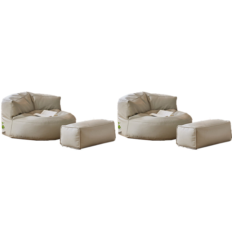Contemporary Bonded Leather Armless Reclining Tight Back Lounge Chair Off-White 2 Piece Set Clearhalo 'Accent Chairs' 'accent_chairs' 'Chairs & Seating' 'furn' 'furn_accent_chairs' 'Furniture' 'Living Room Furniture' 5974545