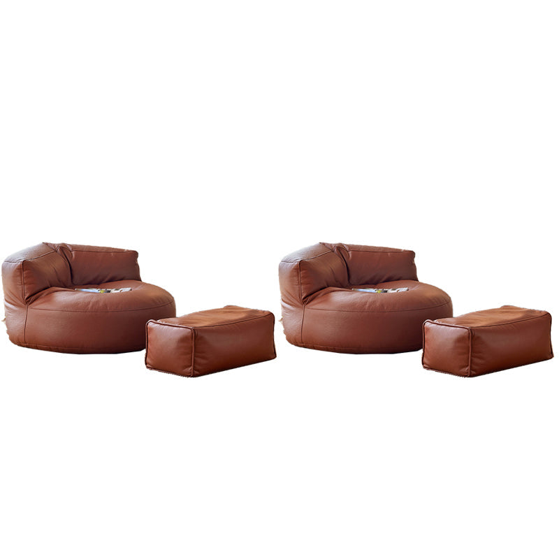 Contemporary Bonded Leather Armless Reclining Tight Back Lounge Chair Brown 2 Piece Set Clearhalo 'Accent Chairs' 'accent_chairs' 'Chairs & Seating' 'furn' 'furn_accent_chairs' 'Furniture' 'Living Room Furniture' 5974546