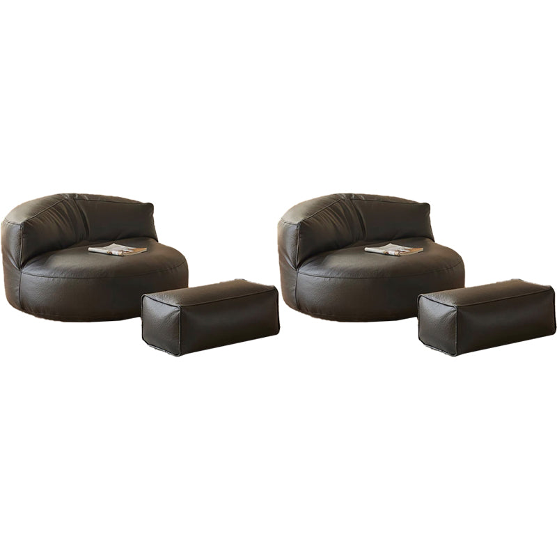 Contemporary Bonded Leather Armless Reclining Tight Back Lounge Chair Black 2 Piece Set Clearhalo 'Accent Chairs' 'accent_chairs' 'Chairs & Seating' 'furn' 'furn_accent_chairs' 'Furniture' 'Living Room Furniture' 5974549