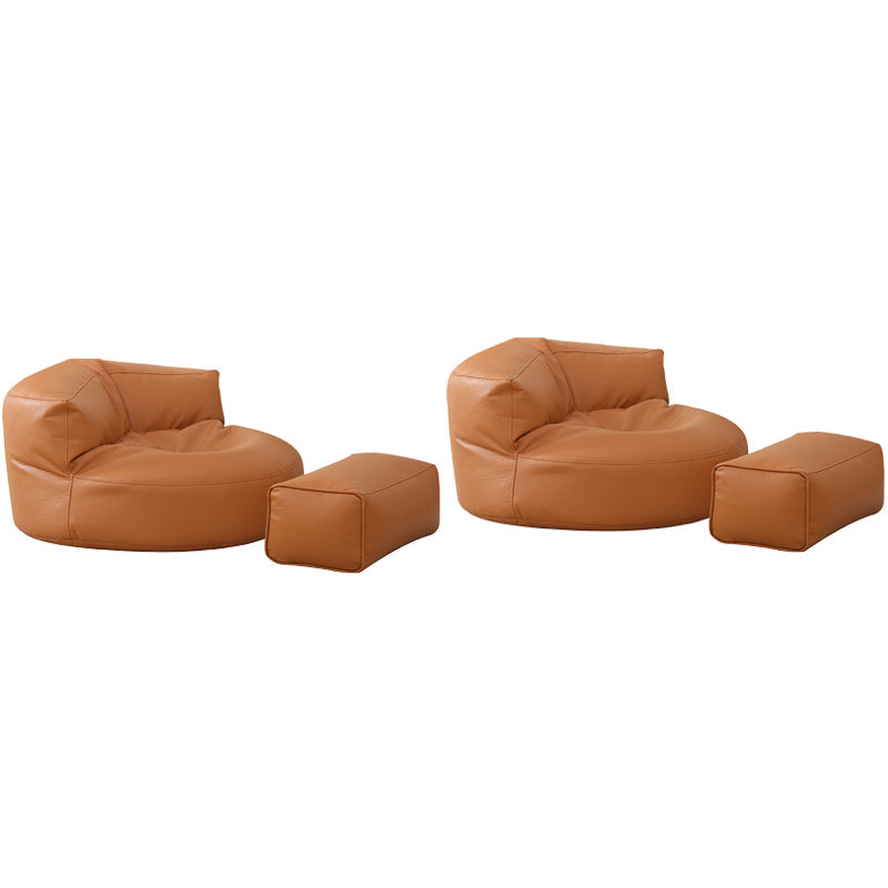 Contemporary Bonded Leather Armless Reclining Tight Back Lounge Chair Orange 2 Piece Set Clearhalo 'Accent Chairs' 'accent_chairs' 'Chairs & Seating' 'furn' 'furn_accent_chairs' 'Furniture' 'Living Room Furniture' 5974550