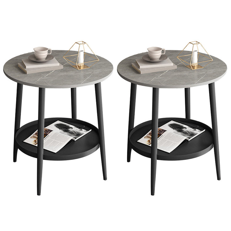 4 Legs Round Side Table Modern  Slate Sofa Corner Table with Storage