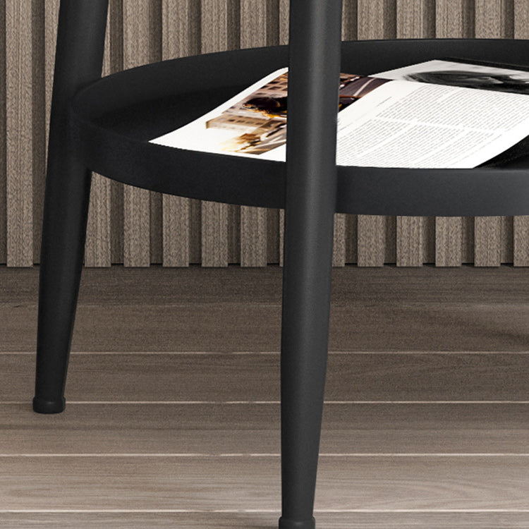 4 Legs Round Side Table Modern  Slate Sofa Corner Table with Storage