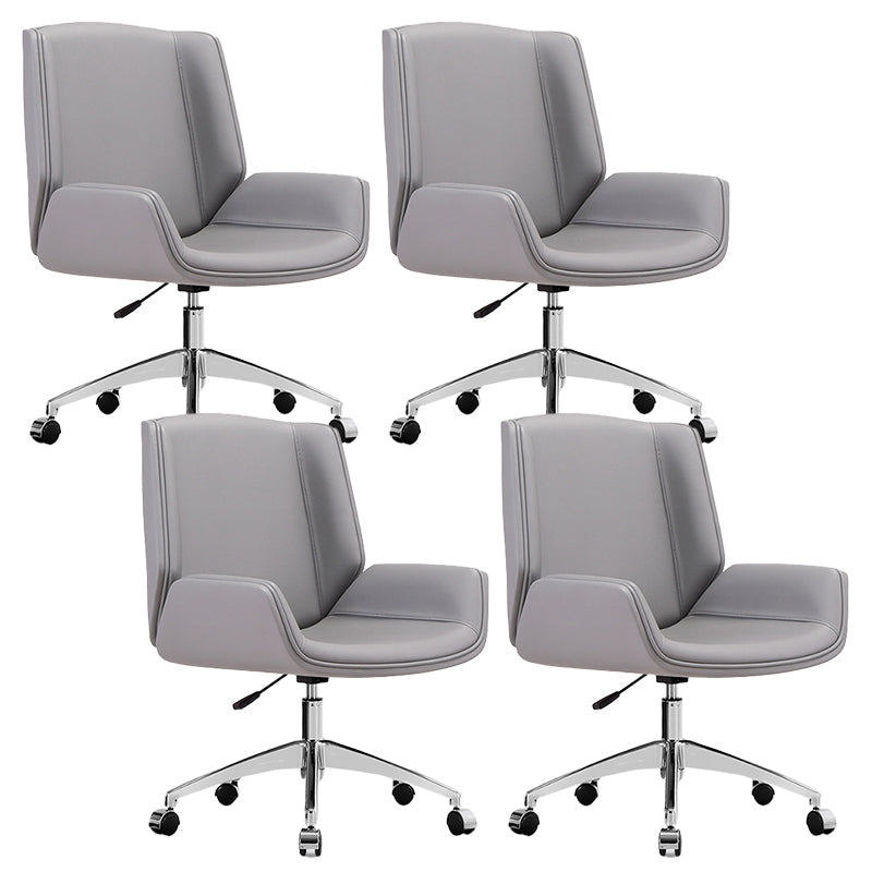 Contemporary Faux Leather Ergonomic Chair Mid-Back Conference Swivel Chair 4 Piece Set Clearhalo 'furn' 'furn_office_chair' 'Furniture' 'Office Chairs' 'Office Furniture' 'office_chair' 5977303