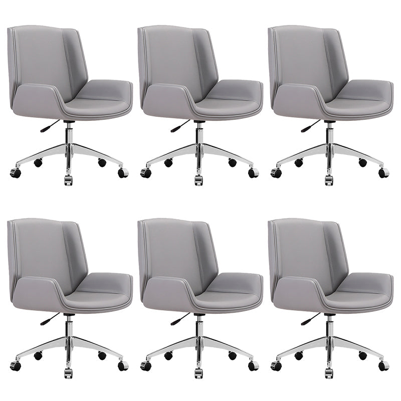 Contemporary Faux Leather Ergonomic Chair Mid-Back Conference Swivel Chair 6 Piece Set Clearhalo 'furn' 'furn_office_chair' 'Furniture' 'Office Chairs' 'Office Furniture' 'office_chair' 5977305
