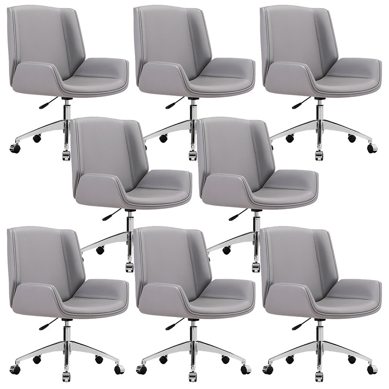Contemporary Faux Leather Ergonomic Chair Mid-Back Conference Swivel Chair 8 Piece Set Clearhalo 'furn' 'furn_office_chair' 'Furniture' 'Office Chairs' 'Office Furniture' 'office_chair' 5977307