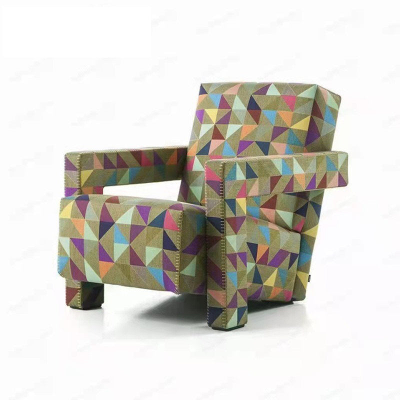Contemporary Fabric Arms Included Square Arms Fixed Back Accent Room Chair
