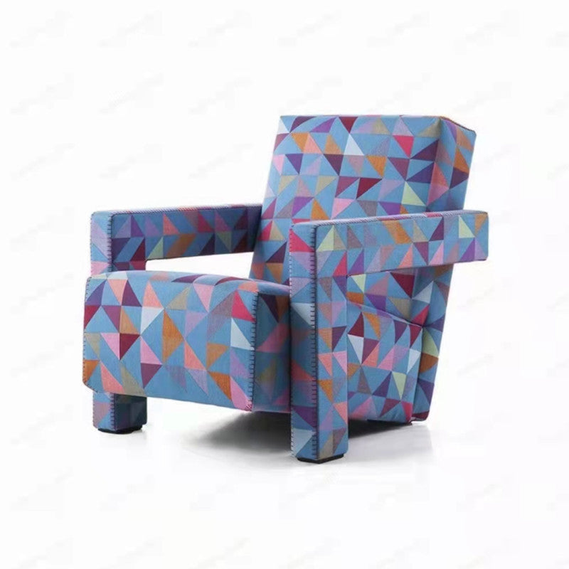 Contemporary Fabric Arms Included Square Arms Fixed Back Accent Room Chair