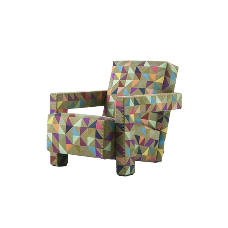 Contemporary Fabric Arms Included Square Arms Fixed Back Accent Room Chair