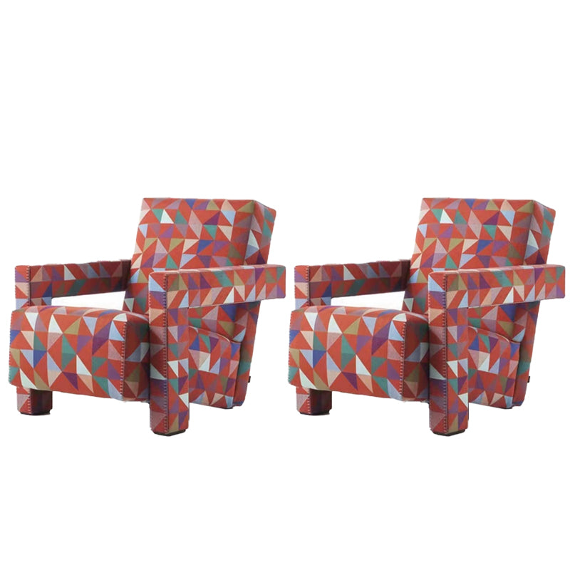 Contemporary Fabric Arms Included Square Arms Fixed Back Accent Room Chair
