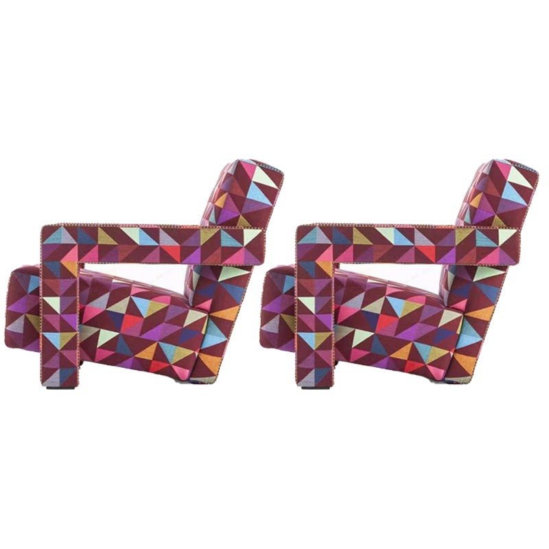 Contemporary Fabric Arms Included Square Arms Fixed Back Accent Room Chair