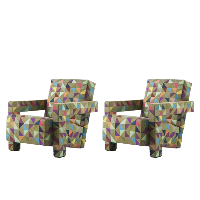 Contemporary Fabric Arms Included Square Arms Fixed Back Accent Room Chair