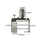 Tavolo da toep da trucco con vanità in vetro contemporaneo con specchio e sgabelli - 32,38 "H